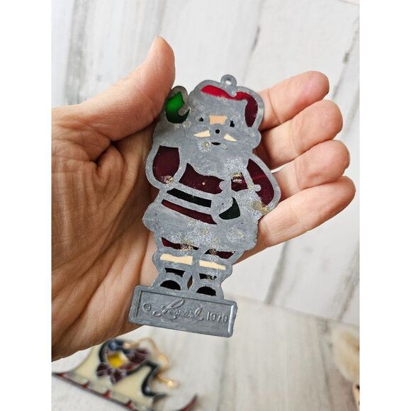 Vintage stained glass sleigh Santa ornament Xmas tree Sled - Picture 9 of 10